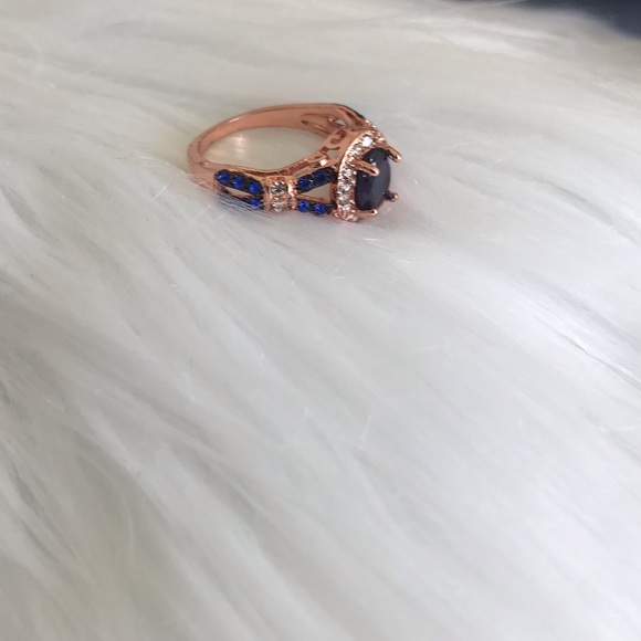 Sterling Silver Rose Gold Plated Sapphire Ring - Picture 4 of 4